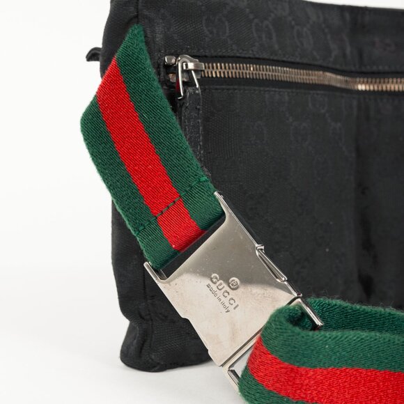 Gucci Black GG Canvas Leather-Trim Belt Bag - Picture 6 of 13